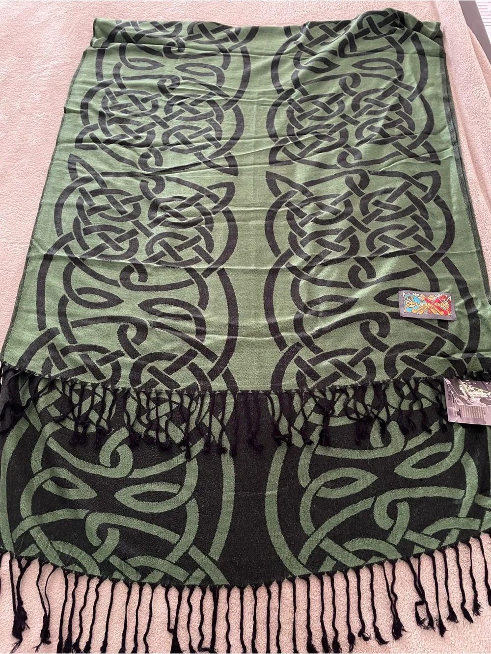 Ireland made in Ireland Irish Green Scarf with Celtic Knot Patch
